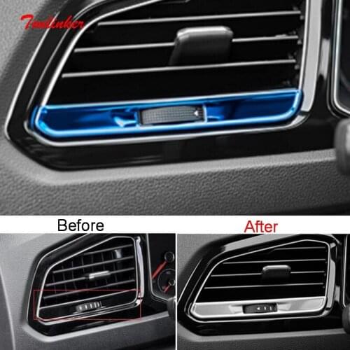 Tonlinker Interior Car Air Outlet Cover stickers for Volkswagen T-ROC 2018-20 Car Styling 4 PCS Stainless steel Cover stickers