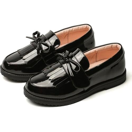 Girls Shoes 2019 Autumn and Winter New Korean Childrens Kids Shoes Bow Princess Shoes British Style Black Performance Shoes