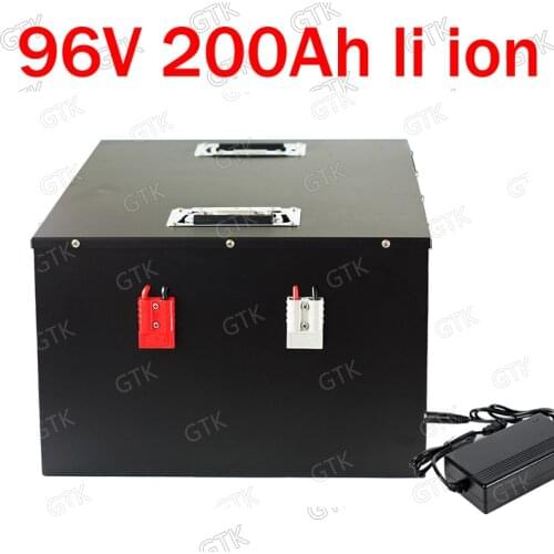 Waterproof 96v 200Ah lithium ion Rechargeable battery li ion for Excavatorvehicle RV AGV Forklift boat inverter + 10A Charger