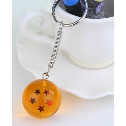 Japan Anime Key Chains Orange 1-7 Stars PVC Ball Keychain Accessories Pendant Key Ring Charms Keychains for Ladies