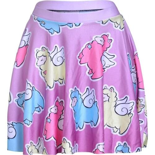 Kawaii Skirt Cute Angel Sheep Print Mini Skirt for Women Summer 2021 Laides Sexy Pleated Jupe Short Rokjes Rokken Falda Tableada