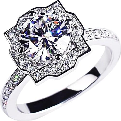 Unique Flower Geometry 925 Sterling Silver Womens Ring Luxury Exquisite Beautiful Proposal Wedding Engagement Party Gift Lovely