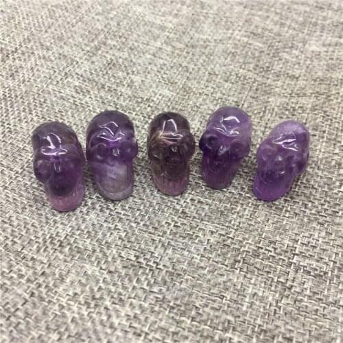 1pcs cute size natural stones and minerals amethyst quartz crystal skull figurine pandent healing crystals with hole wholesale