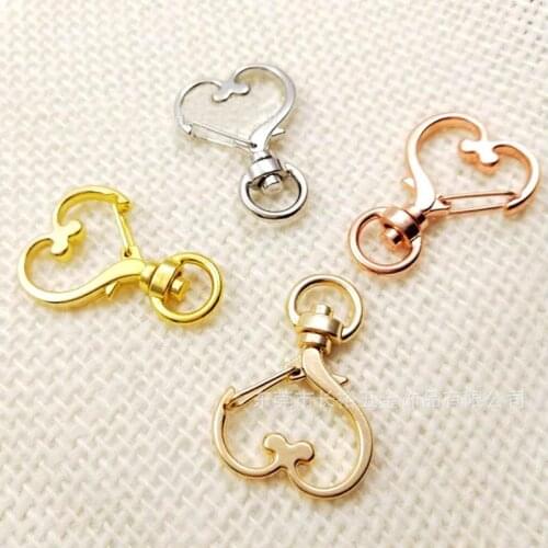 10Pcs Metal buckle Swivel Lobster Clasp Snap Hook Heart Shape Keychain Jewelry Findings Making Gold DIY Accessories