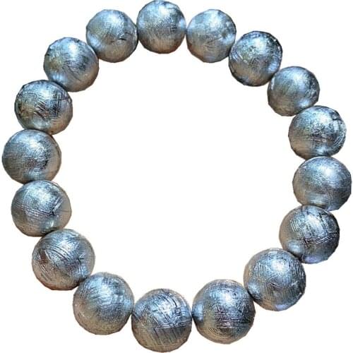 12mm Natural Gibeon Iron Meteorite Moldavite Bracelet Jewelry For Women Men Gift Beads Silver Crystal Energy Stone Strands AAAAA