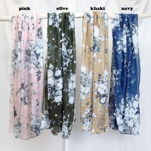 2020 Women Floral Pattern Cotton Voile Scarf 4Colors 10pcs/lot