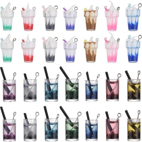 Cute Imitation Juice Draft Beer Pendant Ice Cream Resin Charms for Jewelry DIY Earrings Necklace Key Chain Making Handmade 28pcs