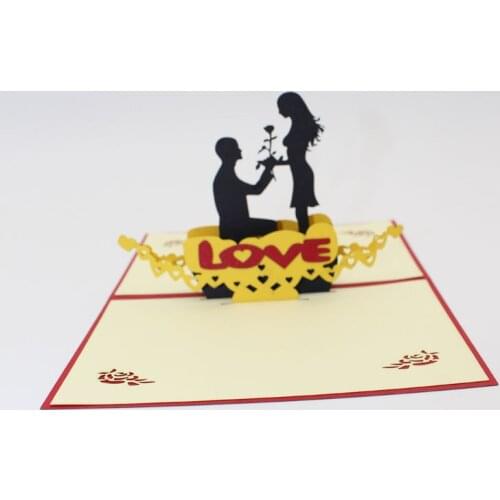 3D Laser Cut Handmade Valentines Day Propose Show Love Paper Wedding Invitation Greeting Cards with Envelope Creative Gift