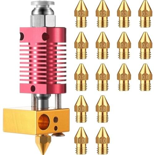 3D Printer Extruder Hotend with 16 Pieces 3D Printer Extruders Brass Nozzles Kit for CR-10, CR10, CR10S, Ender 3