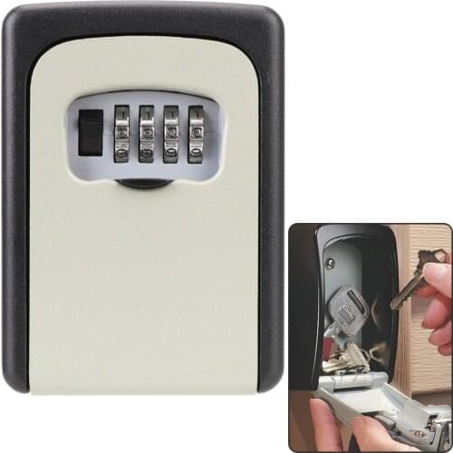4 Digit Combination Zinc Alloy Wall Mounted Password Key Safe-box Home Storage Weatherproof Key Lock Box