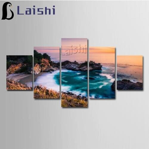 5pcs Diamond Painting Nature, seascape Diamond Embroidery All Drill Rhinestone Mosaic Picture by numbers hobby gift custom