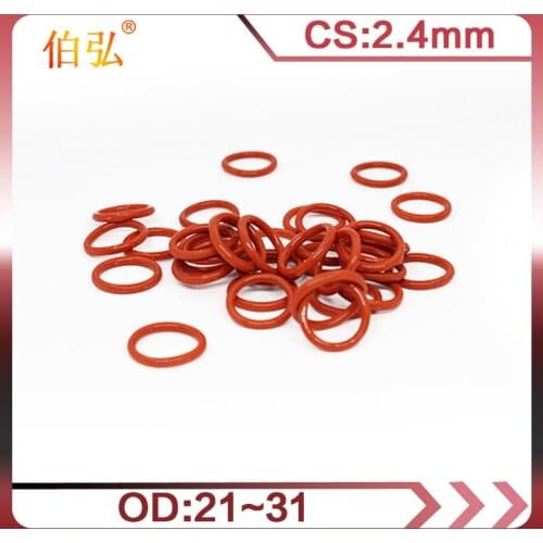 5PCS/lot Red Silicon O-Ring Silicone/VMQ 2.4mm Thickness OD21/22/23/24/25/26/27/28/29/30/31mm Rubber O Ring Seal Gasket Washer