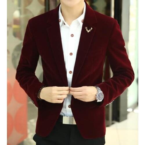 Free shipping Hot Sale Mens brand blazer jacket new arrival hot sale promotion Male clothing factory blazer masculino red velvet