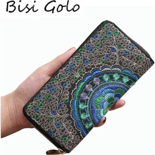 BISI GORO Vintage Women Bag Long Wallet Handbag High Capacity Fashion Female Card Holder Ladies Girls Handbags Crafts