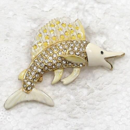 Enamel Rhinestone Brooch Swordfish Pin brooches C915 A2