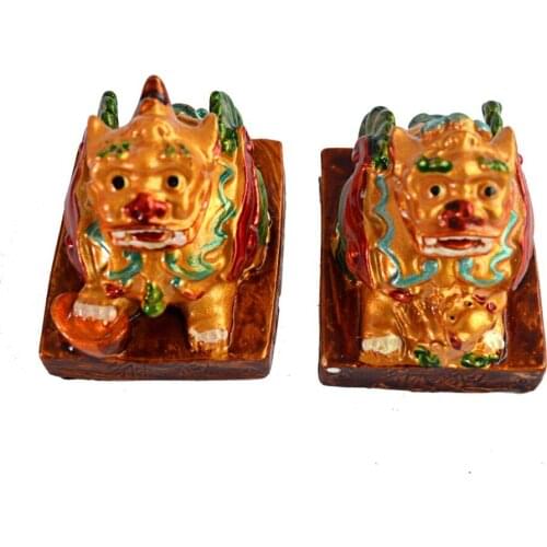 Feng Shui colourful Pair of Pi Xiu/piyao Statue Figurine J2031