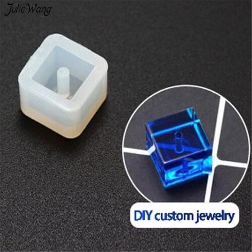 Julie Wang 5pcs/lot 8-16mm Mixed Size Silicone Square Mould With Hole Pendant Casting Molds Tools Jewelry Making Accessory