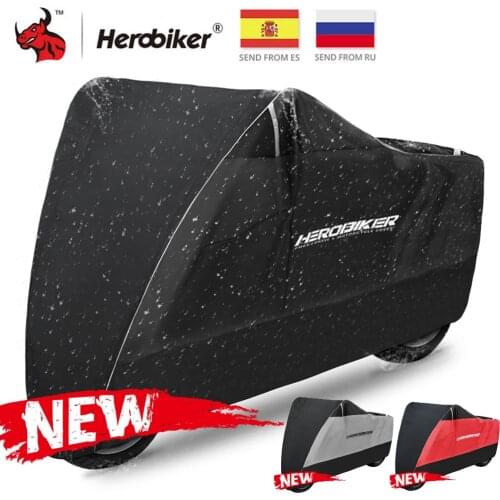 HEROBIKER Motorcycle Cover Moto Rain Sunscreen Dustproof Waterproof Rain UV Cover For Scooter Bike Rain Dustproof Cover Black