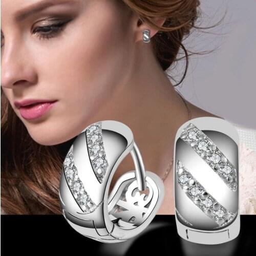 KOFSAC New Fashion 925 Sterling Silver Earrings For Women Anniversary Party Super Shiny Zircon Ear Hoop Earring Jewelry Gifts