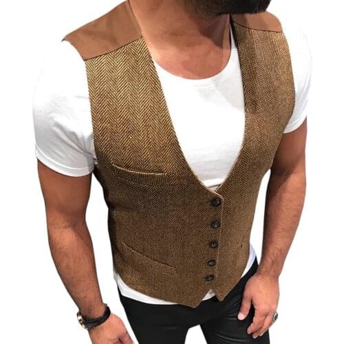 Brown Mens Vest Burgundy Slim Fit Prom Herringbone Wool Blazer Green Suits Red Waistcoat For Wedding Best Man Grooms