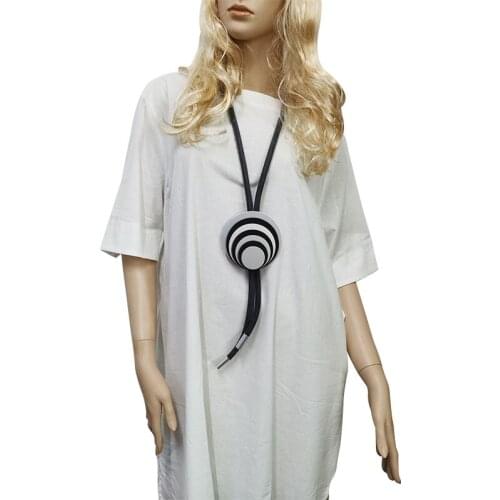 YD&YDBZ Stripe Splicing Round Metal Long Necklace For Ladies Simple Rubber Leather Jewelry Statement Necklace Accessories Gift