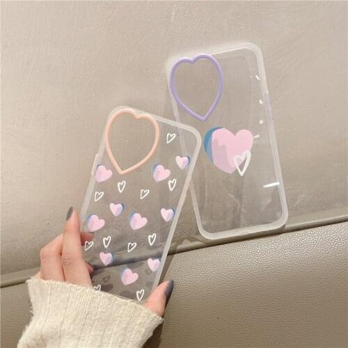 Love heart camera protection case for iPhone XR X XS 12 11 Pro Max 12mini 7 8Plus phone cases cute hearts shockproof frame cover