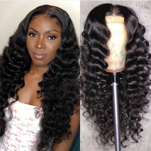 Malaysian Loose Deep Wave Wigs Lace Frontal Human Hair Wigs For Women Closure Wigs Remy Wavy 150% Loose Deep Human Hair Wigs