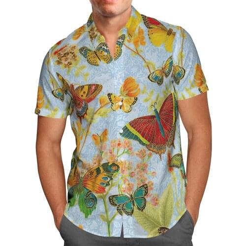 Color Butterfly 3D Print Summer Breathable Hawaiian Shirt Mens Short Sleeve Beach Shirt Street Oversized 5XL Camisa Masculina