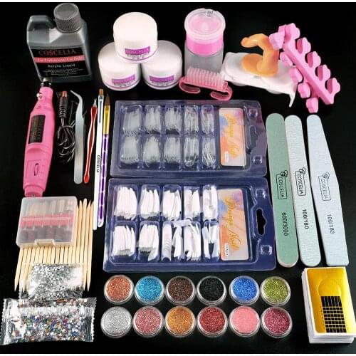 COSCELIA Acrylic Nail Kit Set Of Milling Cutters For Manicure Gel Varnishes Set Nail Art Decorations All For Manicure Nail Kit