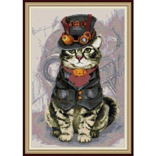 Mighty cat cross stitch kit 14ct 11ct count printing canvas fabric DIY animal painting needlework embroidery set home decoration