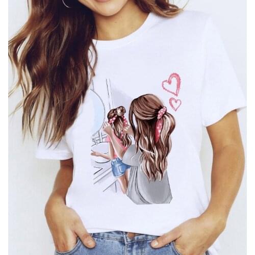 New Summer T-shirt 2021 Mother And Daughter graphic woman tshirts Fashion Top Female Short Sleeve t-shirt women Plus Size 3XL