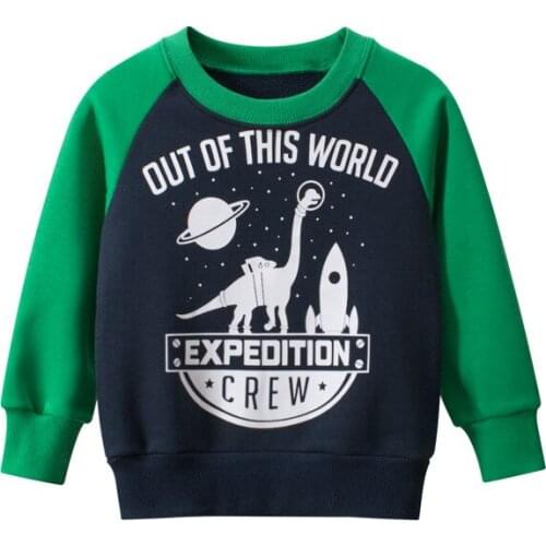 Autumn New Baby Boys Clothes Cartoon Dinasour Fashion Boy Long Sleeve O Neck Cotton Sweatshirts Pullover Tops Tee For 2-7Y