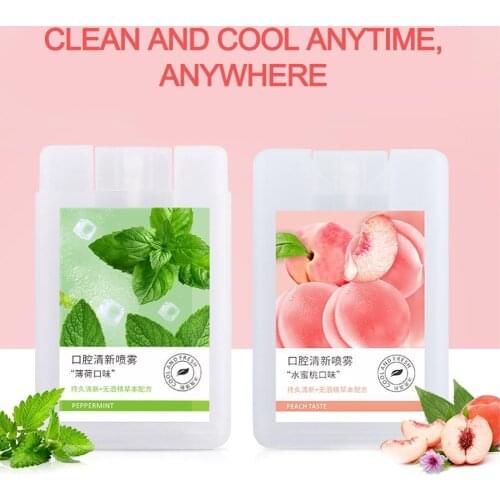 New Fruity Breath Refreshing Spray Mouth Refreshing Spray Portable Peach Mint Flavor Mouth Oral Spray Bad Breath Mouth Freshener