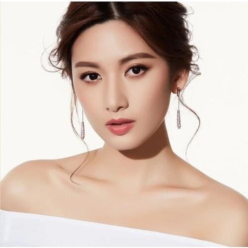 PANGJERY S925 Sterling Silver Ear Pin Drop Earrings for Women Trendy Elegant Exquisite Tassel Sparkling Party Jewelry Gifts