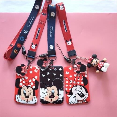 Disney mickey ID Badge Holder, Keychain PU Campus card holder lanyard with 1 Clear ID Window and a Detachable Neck Lanyard