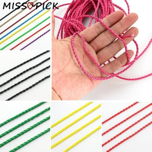 3.0mm/4.0mm 10m/20m PU Braided Cord Rope Faux Leather Cord Diy Fit Handmade Bracelet Necklace Keychain Jewelry Accessories