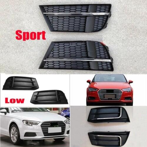 Fit For Audi A3 2017 2018 2019 2020 2pcs Black Front Fog Light Lamp Cover