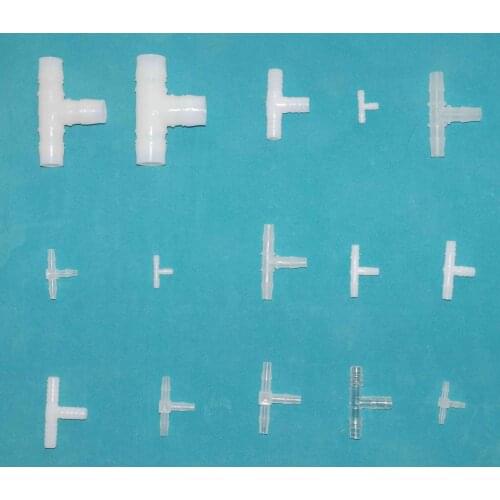 Fit Tube I/D 1.6mm To 25mm Barbed Tee Equal Material PP/PE Pipe Plastic Fitting Connectors Aquariums Fish Tank Medical