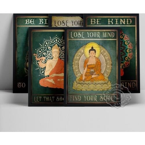Religion Buddha Portrait Vintage Art Prints Poster, Meditation Yoga Retro Canvas Painting, Spiritual Faith Wall Art Home Decor