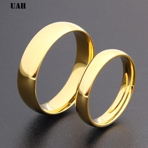UAH Simple Couple Titanium Steel Wedding Rings women mens jewelry anniversary marriage Best Fashion Gift
