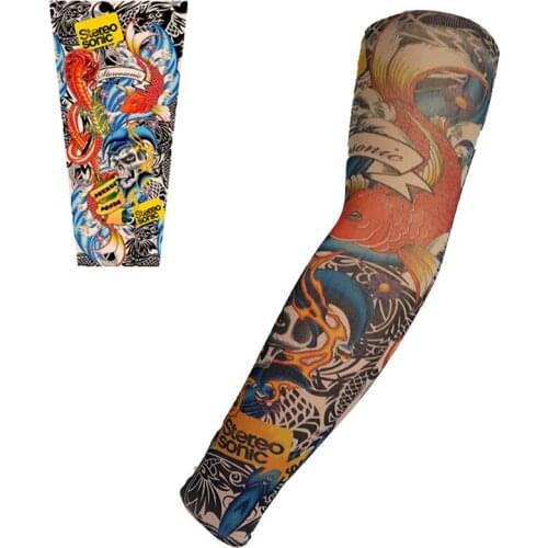 3D Tattoo Outdoor Cycling Sleeves Printed UV Protection MTB Bicycle Compression Sleeves Arm Protection Accessories