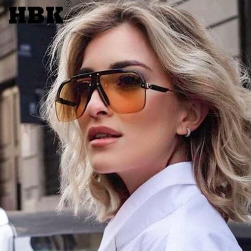 HBK New Vintage Square Sunglasses For Women Men Half Frame Oversized Luxury Brand Design Unisex Driving Eyewear UV400