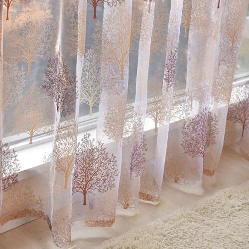 Modern Printed Tulle Curtains for Living Room Kitchen Luxury Sheer Curtain for Bedroom Elegant Voile Curtain for Window Drape
