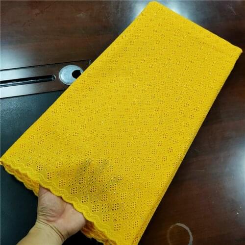 Light Gold Egyptian Cotton Lace for men African Voile Lace Swiss Fabric High quality 5 yards Nigerian Dubai Couple Sewing cloth