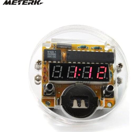 Singlechip Red LED Display Watch Kit DIY Set Electronic Clock Module Electronic Digital Watch Components with Green Watchband