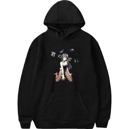 Men Women Sweatshirt Kawaii Anime Bunny Girl Seishun Buta Yaro Hoodies Streetwear Cute Harajuku Cartoon Clothes Oversized