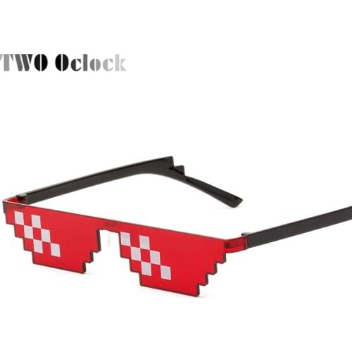 TWO Oclock Funny Party Pixel Glasses Women Men Decorative Festival Sunglasses Brand Small 8 Bit MLG Pixelated Sunglasses W009