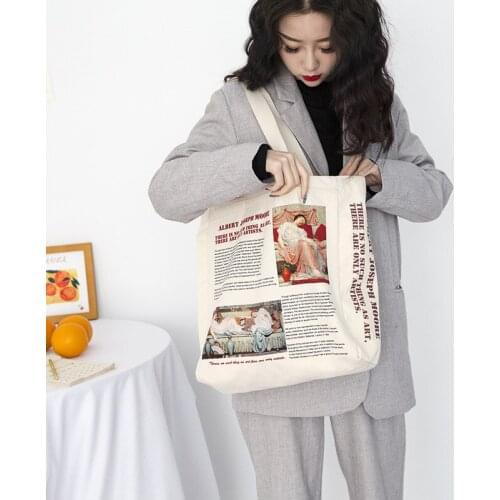 Women Canvas Shopping Bag Fabric Cotton Cloth Shoulder Bags for Woman 2020 Tote Shopper Bag Eco Reusable Foldable Ladies Handbag