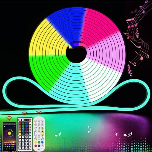 1M/2M/3M/4M/5M Tuya Neon Strip LED Tape Flexible Rope Light Waterproof RGB Dimmable Bluetooth Control Wall Room Decor Backlight