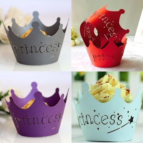 Birthday Party Cake Cutout Princess Paper Cup 10pcs Wrapper Wraps Cupcake Case Pack Pink Lace Paper Laser Cut Celebration Decor
